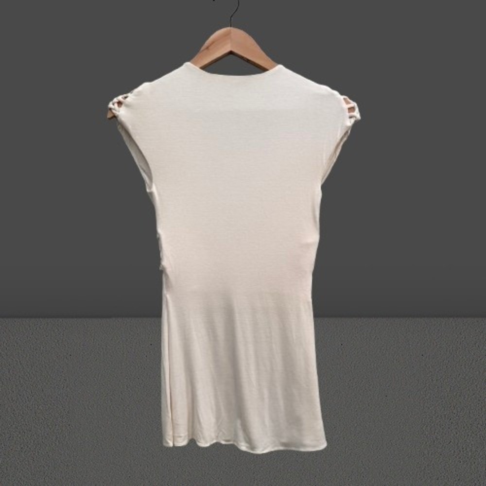 NEW Sky Cream Ivory Braided Empire Waist V-Neck Sleeveless Tunic Top Small - Picture 3 of 4